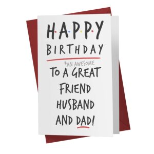 Karto Sweet and Funny Birthday Card For Husband, Large 5.5 x 8.5 Greeting Card, Birthday Cards For Husband, Birthday Card For Husband From Wife Friend Husband Dad