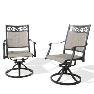 ulax furniture patio cast aluminum swivel dining chairs outdoor sling rocker bistro chairs (set of 2)