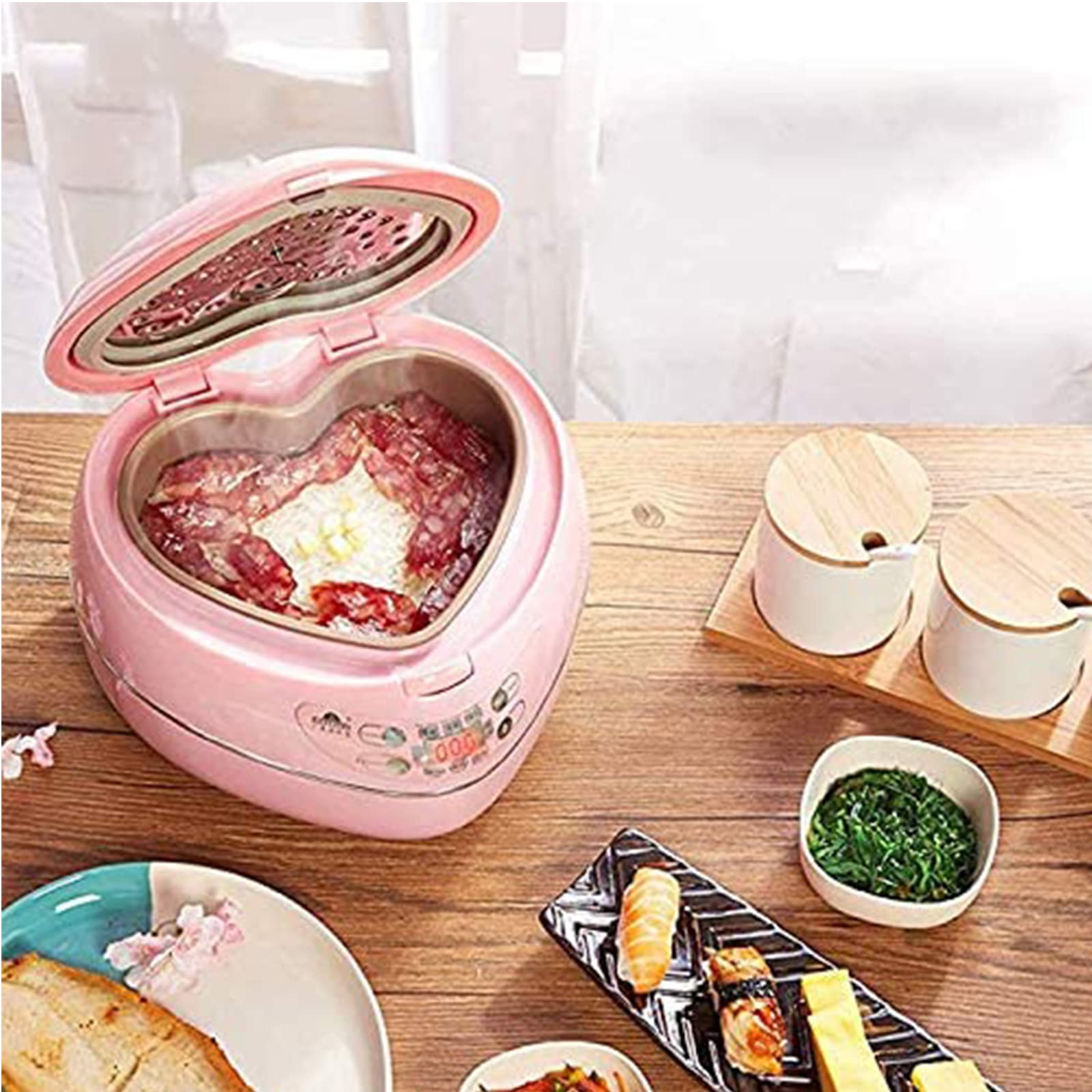 KHXJYC Peach Heart-Shaped Rice Cooker, Steamer with Household Insulation Function (1.8L), Non-Stick Pot, Constant Temperature Insulation, 300W Rice Cooker,#2