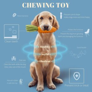 Jumbostone Dog Chew Toy, Natural Rubber Carrot Squeaky Dog Toys for Aggressive Chewers, Indestructible Dog Toys for Small and Medium Dog (Orange)