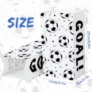 Gersoniel 30 Pack Paper Soccer Party Favor Bag, Soccer Candy Goodie Treat Bags Football Snack Bags Soccer Goodie Bag Soccer Print Sports Themed Birthday Party Supplies for Football Party Decor (White)