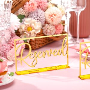 Yalikop 6 Pieces Acrylic Reserved Table Sign Wedding Signs Reserved Signs for Tables Acrylic Standing Reserved Wedding Signs for Wedding Seating Reservation Restaurant Business Office (Gold)