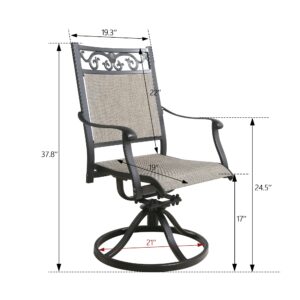 Ulax furniture Patio Cast Aluminum Swivel Dining Chairs Outdoor Sling Rocker Bistro Chairs (Set of 2)