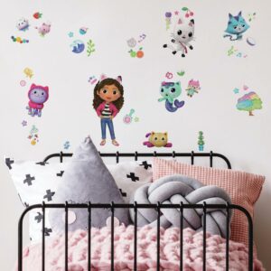 Gabby's Dollhouse RMK4823SCS Peel and Stick Wall Decals, Pink, Purple, Blue