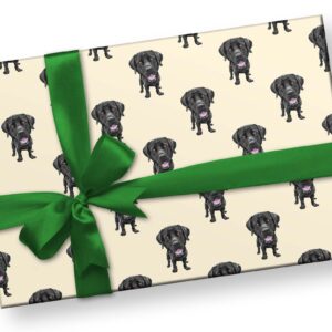 Cute Black Labrador Retriever Gift Wrap, Black Lab Wrapping Paper, Dog Christmas Birthday Party Decoration Decor (6 foot x 30 inch roll)