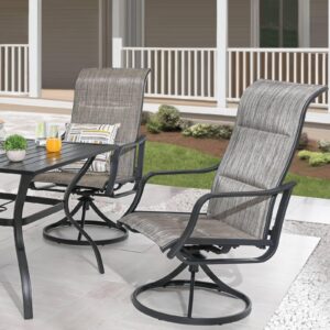 PatioFestival Patio Dining Set 5 Pieces Metal Outdoor Furniture Sets Outside Square Table Swivel Rocker Chairs with All Weather Frame (Grey)