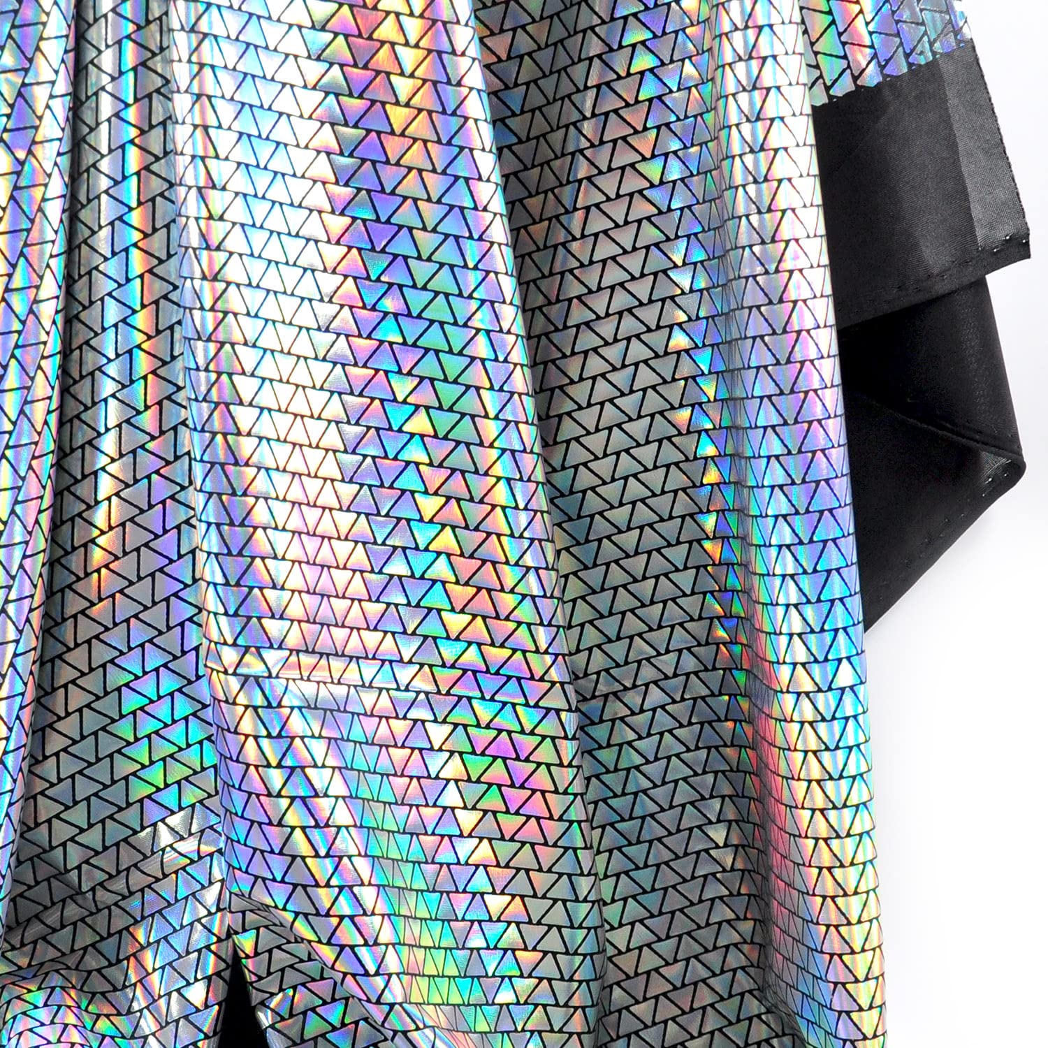 Hologram Metallic Foil Stretch Fabric Triangle Pattern(Silver 1yard)