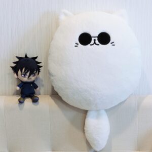 Uomieefy 16inch/40cm JJK Cute Cat Plush Pillow - Gojocat Plush Stuffed Pillow Anime Plushie Gift