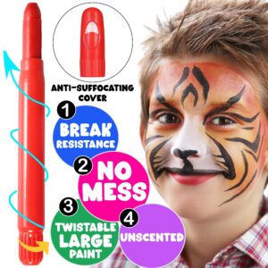 Jim&Gloria Face Paint Makeup Kit 8 Large Pens with Stencils Face Painting Tattoo Washable Body Markers Skin Safe Eyeblack Stick Baseball Sports Halloween Eye Black Football Games Gift Kids & Adults