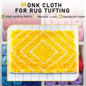 2 Pieces 79 x 59 Inches Monk's Cloth Primary Tufting Fabric Punch Needle Cloth Fabric Large Monk Cloth with Marked Lines for Sewing Rug Tufting Guns Embroidery Art Crafts Favors