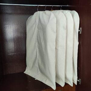 100% Cotton Canvas Garment Cover for Suits, Coats, Dresses; Travel Bag (Medium (24"x40"), Off-White)