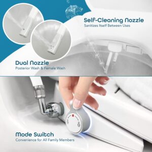 BidetMate 700 Series Electric Bidet Smart Toilet Seat with Side Knob Control - Instant Heated Water, Dryer and Seat - Adjustable and Self-Cleaning - Fits Elongated Toilets