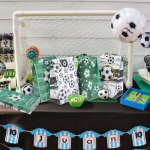 Qpout Soccer Party Bag Set of 12, Green and White Soccer Goodie Bags, Soccer Gift Bags for Team, Soccer Party Bags for Birthday Party Favors Candy Cookies Chocolates Kids Treats