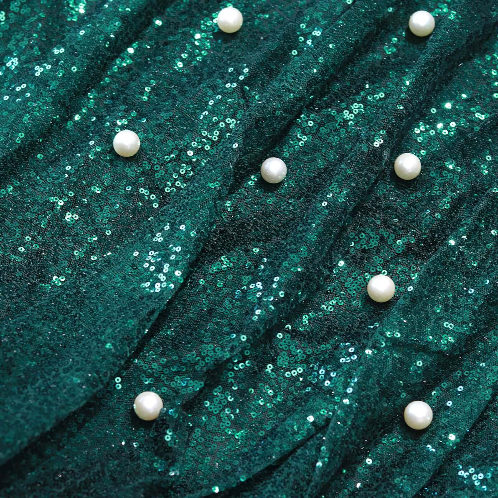 Efavormart 54" x 4 Yards Sequined Fabric Bolt Sewing Craft Bridal Supplies for Wedding Party Banquet Event Decor Hunter Emerald Green