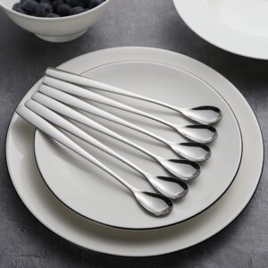 Iced Tea Spoons Set of 6 Stainless Steel Coffee Stirring Spoons Cocktail stir sticks Spoons Ice Cream Spoons with Long Handle