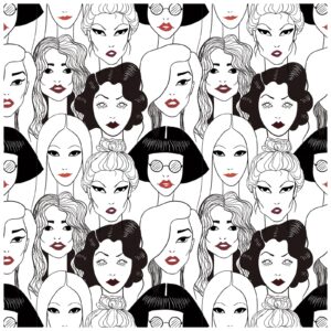 haokhome modern peel and stick wallpaper cool ladies black/white/red lips removable vinyl self adhesive contactpaper 17.7in x 9.8ft