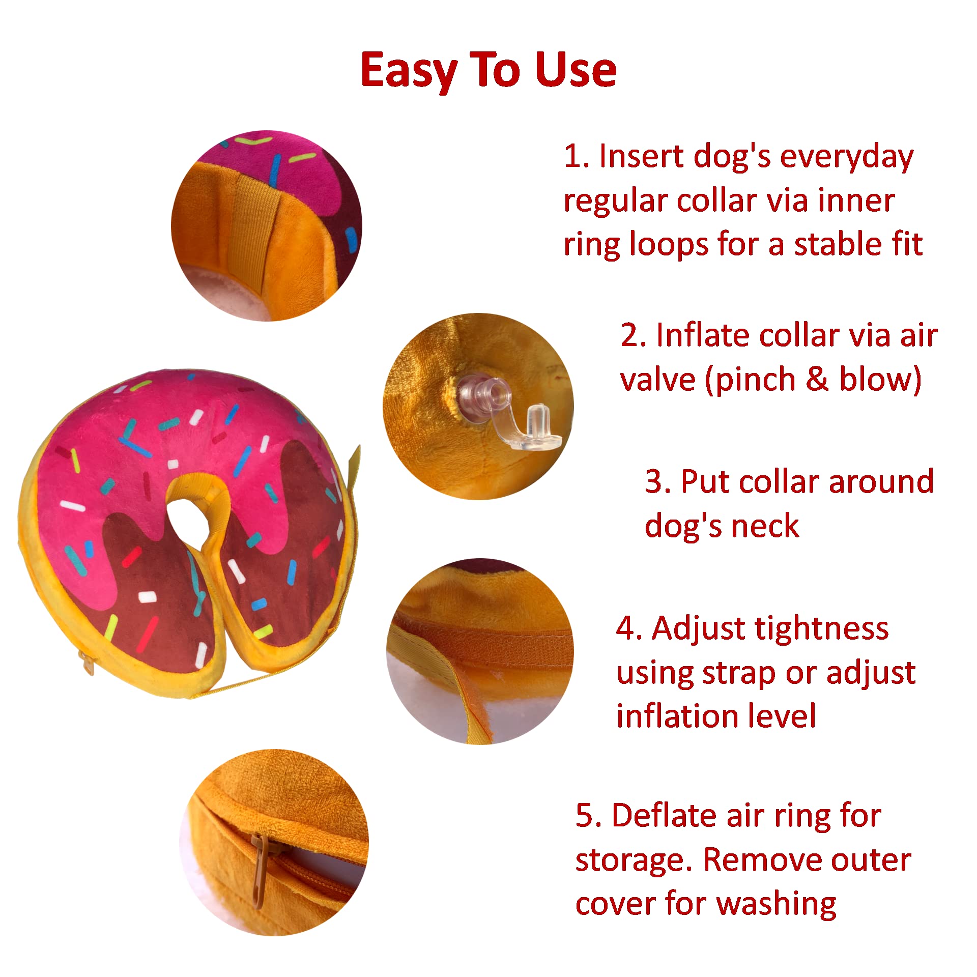 Dog Neck Donut Collar - Inflatable Dog Donut Collar for After Surgery - Elizabethan Collar for Dogs, Dog Inflatable Recovery Collar, Dog Doughnut Collar (Extra Small Size, XS)