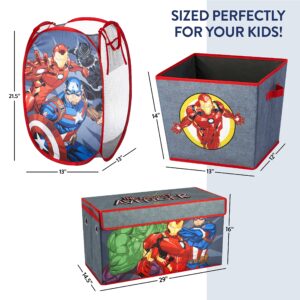 Marvel The Avengers 4 Piece Storage Solution Set with Pop Up Hamper, Collapsible Storage Trunk and 2 Nestable Storage Bins