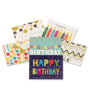 officecastle 6 pcs gold foil birthday cards - birthday greeting card set for women, men, and kids, 7”lx5”h