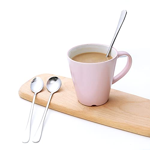 Long Handle Iced Tea Spoon, 7 Inch Stainless Steel Cocktail Stirring Durable Round Head Coffee Stirrers Smooth Teaspoon Bartending Tool Gift for Mothers Mixing Tea Milkshake Latte Cold Drink Party