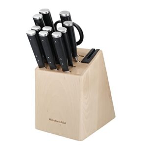 kitchenaid gourmet 11-piece japanese steel knife set with sharpener and birchwood block