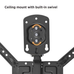 Mount Plus CM344 Flip Down TV and Monitor Roof Ceiling Swivel Mount | Fits Flat TV 23 to 55 Inches | VESA Compatible 200x200, 400x400 | Height Adjustable | Pitched Roof