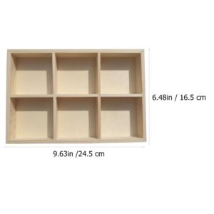 Wakauto 2Pcs Wooden Storage Divider Box Showcase Display Box 6 Grid Wood Organization Tray Desk Display Crafts Holder for Art Supplies Organizer