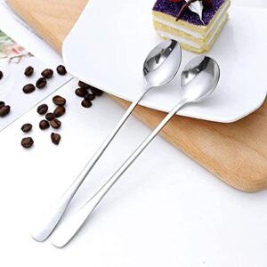 Long Handle Iced Tea Spoon, 7 Inch Stainless Steel Cocktail Stirring Durable Round Head Coffee Stirrers Smooth Teaspoon Bartending Tool Gift for Mothers Mixing Tea Milkshake Latte Cold Drink Party