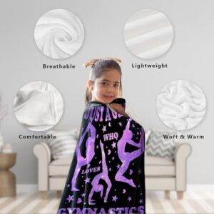 ARTBLANKET Just A Girl Who Loves Gymnastics Blanket for Fall Winter Spring All Season Warm Fuzzy 50x40 in for Small Kids/Child Microplush Fleece Summer Autumn Blankets for Couch Bed Sofa