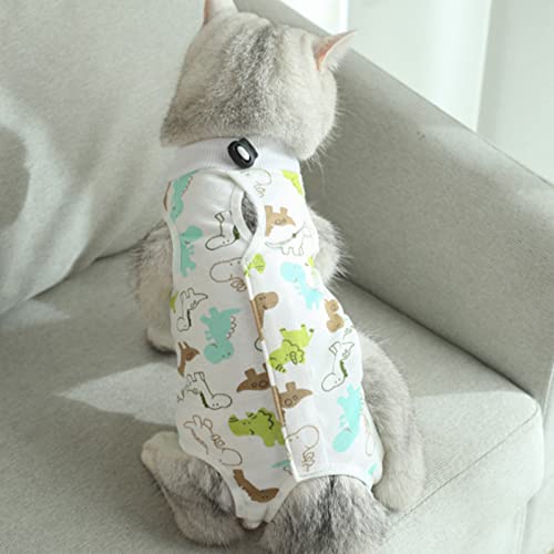 HACRAHO Recovery Suit for Cat, 1 PCS Cute Dinosaur E-Collar Cat Wound Surgery Recovery Suit Pet After Surgery Wear for Small Medium Pets, M