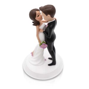 Dihtan Wedding Cake Toppers Bride and Groom - 6 x 3.5 Inch Hand Painted Cake Decorations Mr and Mrs Figurines - Poly Resin Bride To Be Cake Topper - Ideal for Wedding, Anniversary, Table Centerpiece