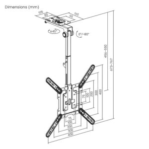 Mount Plus CM344 Flip Down TV and Monitor Roof Ceiling Swivel Mount | Fits Flat TV 23 to 55 Inches | VESA Compatible 200x200, 400x400 | Height Adjustable | Pitched Roof