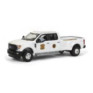 2017 dually 4x4 pickup truck white detroit mounted police (michigan) dually drivers series 8 1/64 diecast model car by greenlight 46080 d