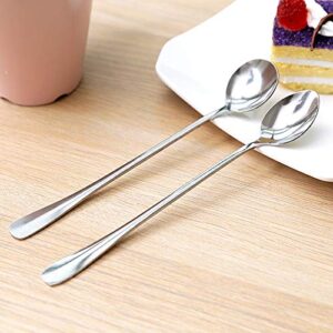 Long Handle Iced Tea Spoon, 7 Inch Stainless Steel Cocktail Stirring Durable Round Head Coffee Stirrers Smooth Teaspoon Bartending Tool Gift for Mothers Mixing Tea Milkshake Latte Cold Drink Party