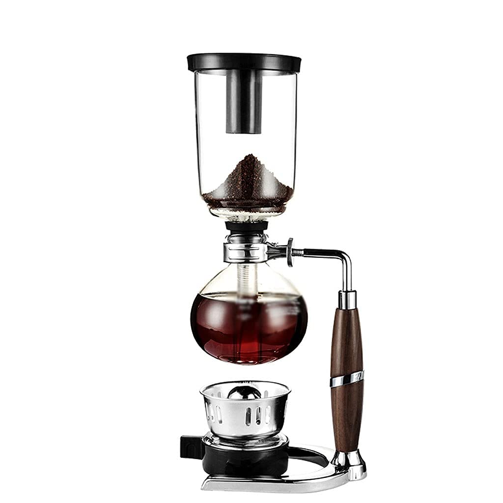 Coffee Maker Glass Siphon Coffee Maker Heat-Resistant Glass Manually Coffee Brewer Hot Tea Maker Machine for Home Office 3 Cup Cold Brew Maker (Color : Brown) (Color : Black)