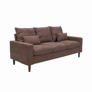 Panana 3 Seat Upholstered Fabric Sofa Small Couch Modular Sofa for Small Space, Apartment (Brown)