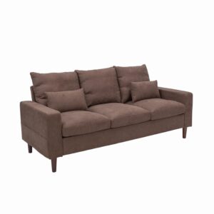 Panana 3 Seat Upholstered Fabric Sofa Small Couch Modular Sofa for Small Space, Apartment (Brown)