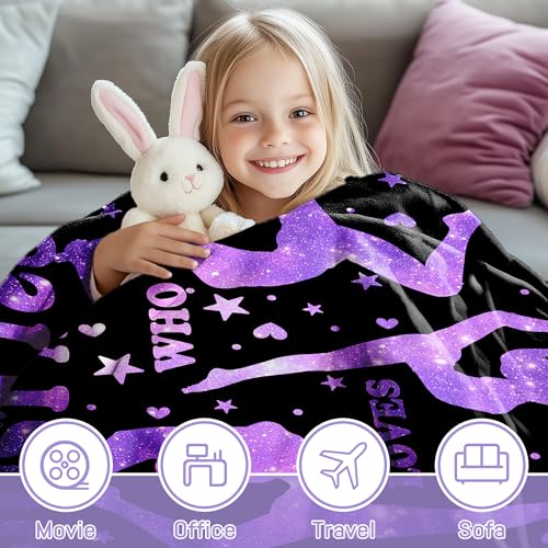 ARTBLANKET Just A Girl Who Loves Gymnastics Blanket for Fall Winter Spring All Season Warm Fuzzy 50x40 in for Small Kids/Child Microplush Fleece Summer Autumn Blankets for Couch Bed Sofa