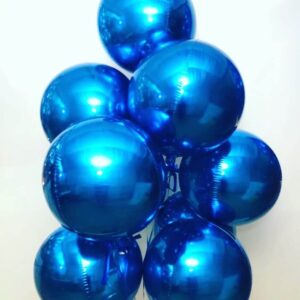 6 Pack Blue Balloons 22 Inch 4D Big Round Foil Balloons Blue Metallic Balloons for Wedding Birthday Bridal Shower Baby Shower Decorations Party Supplies