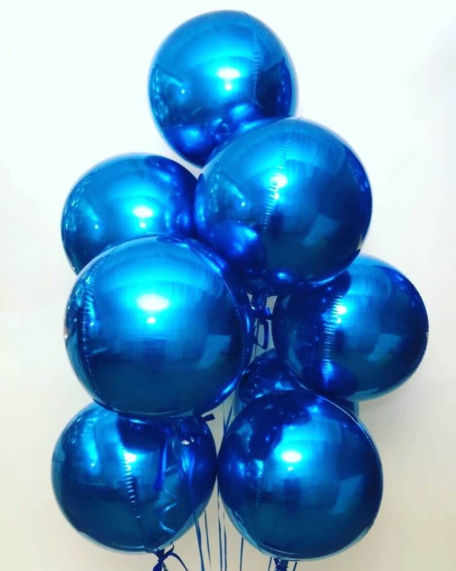 6 Pack Blue Balloons 22 Inch 4D Big Round Foil Balloons Blue Metallic Balloons for Wedding Birthday Bridal Shower Baby Shower Decorations Party Supplies