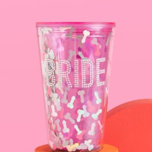 xo, Fetti Bachelorette Party Bride Confetti Tumbler Cup - Bridal Shower, Engagement Party Decoration and Bride To Be Gift