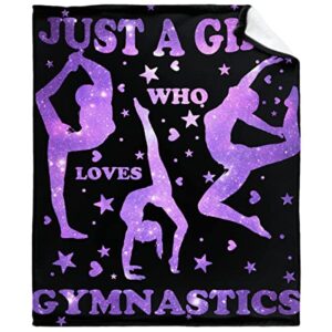 ARTBLANKET Just A Girl Who Loves Gymnastics Blanket for Fall Winter Spring All Season Warm Fuzzy 50x40 in for Small Kids/Child Microplush Fleece Summer Autumn Blankets for Couch Bed Sofa