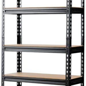 LDAILY 5-Tier Storage Rack, Heavy Duty Steel Shelf Unit with Adjustable Shelves, Boltless Shelving for Free Combination, 60" Commercial Garage Rack Unit (1, Black)