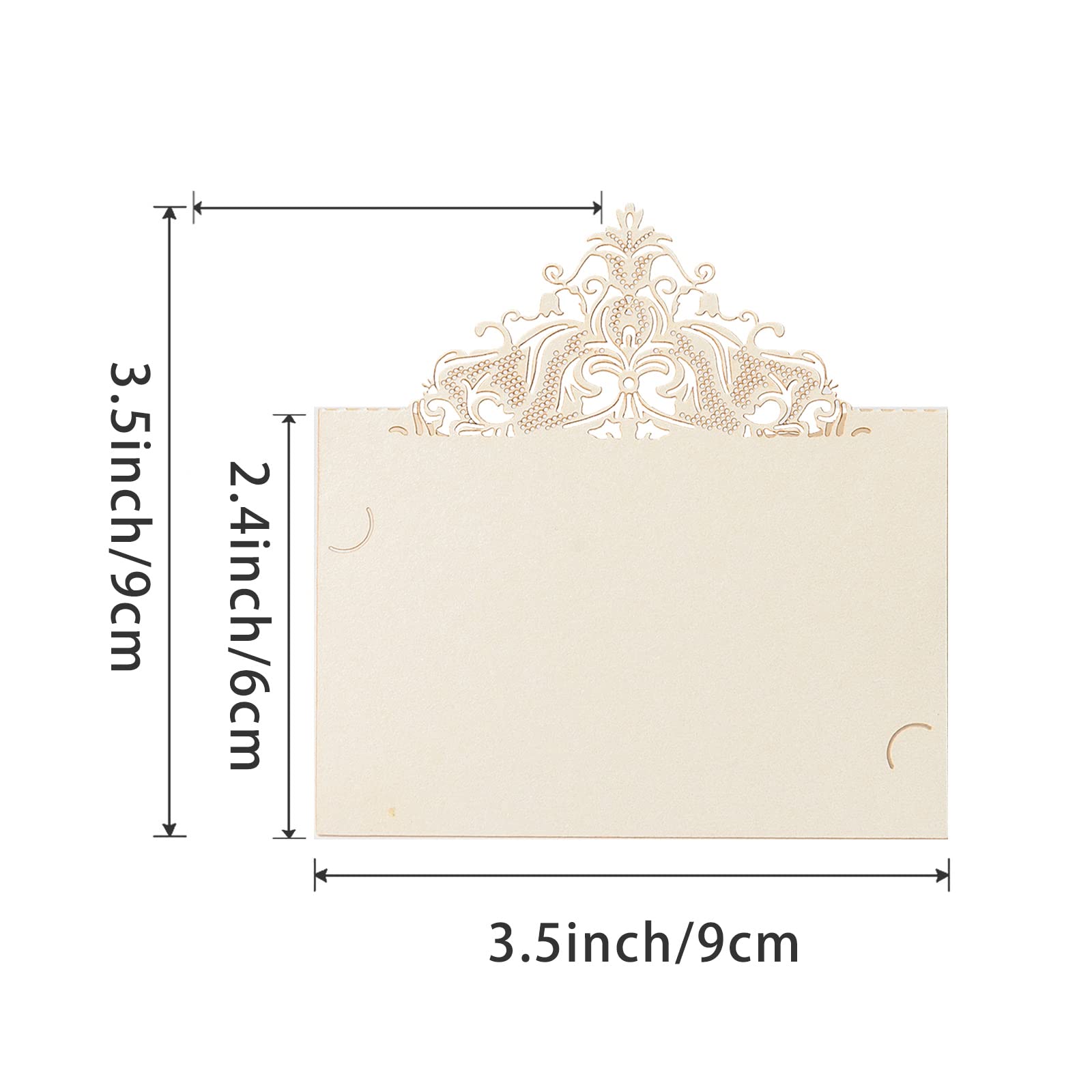 Lace Hollow Out Table Place Cards Wedding Seating Cards 50Pack Folded Place Name Cards for Wedding Banquet Events Party 3.5in Ivory