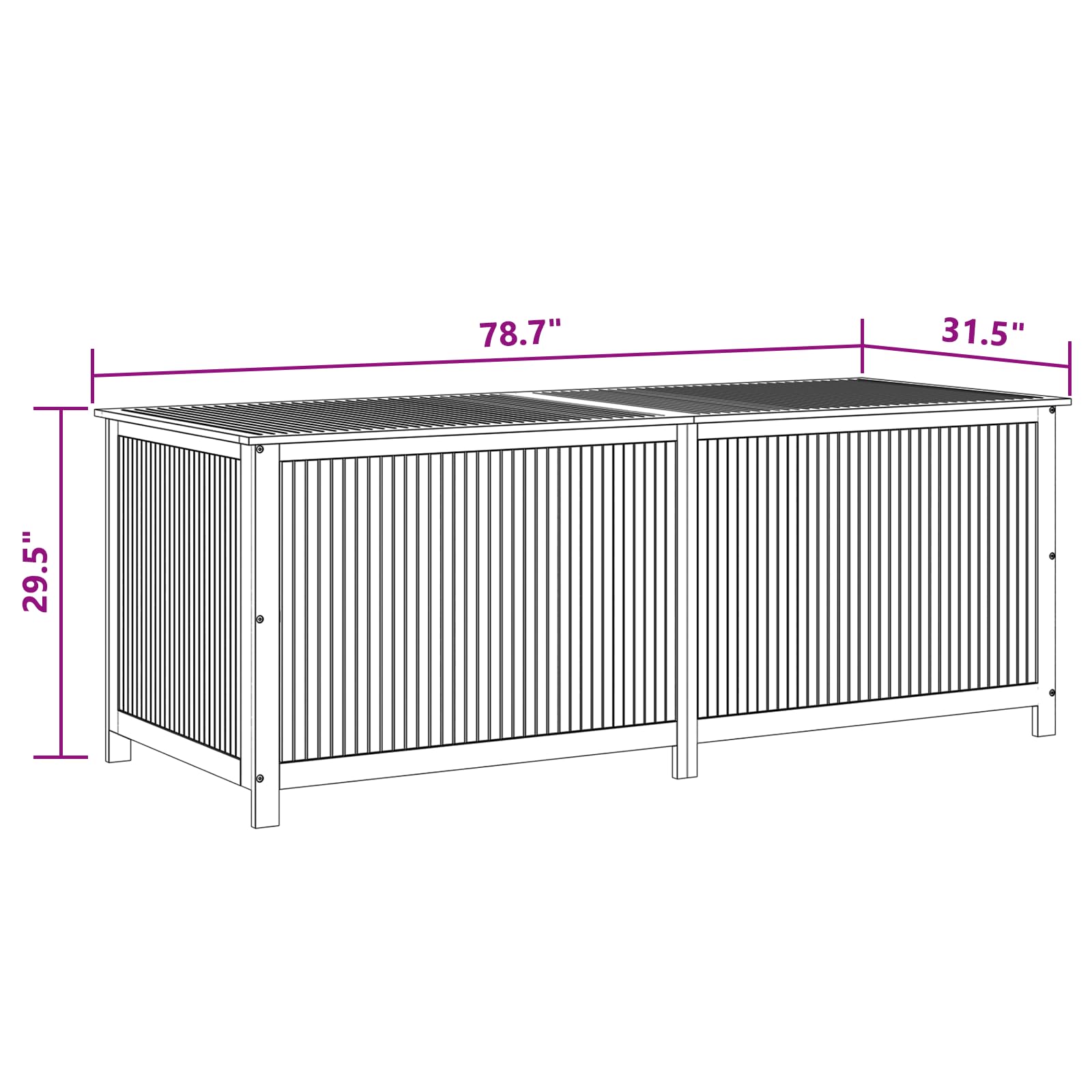 vidaXL Outdoor Storage Box, [Load Capacity Gallon] Deck Box with Gas-Lift Lid, Storage Chest with Water-Resistant Zippered Bag Inside, 78.7''x31.5''x29.5'', Solid Acacia Wood