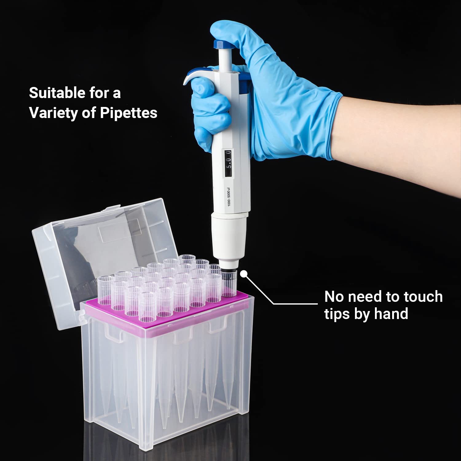 FOUR E'S SCIENTIFIC 5ml Pipette Tips - Universal 5000ul Sterile Pipette Tips Racked RNase/DNase Free & Pyrogen Safe, Autoclavable, 1 Rack 24 Tips