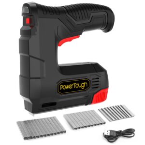 powertough 4v electric cordless staple gun 2 in 1 cordless stapler, 1.5ah battery powered nail gun for upholstery crafts, diy, including usb charger cable 2000pcs free staples and brad nails