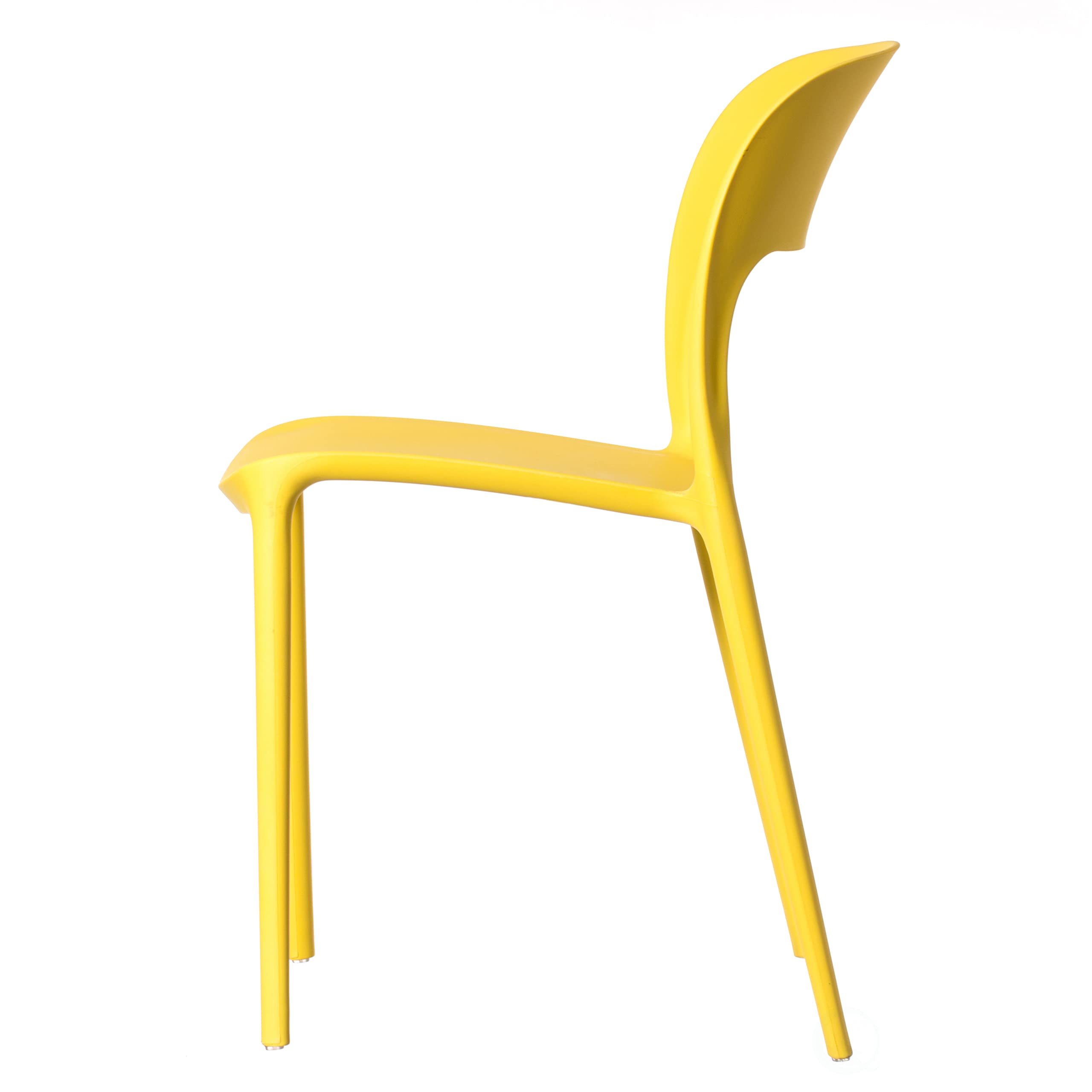 Fabulaxe Modern Plastic Outdoor Dining Chair with Open Curved Back, Yellow Set of 2