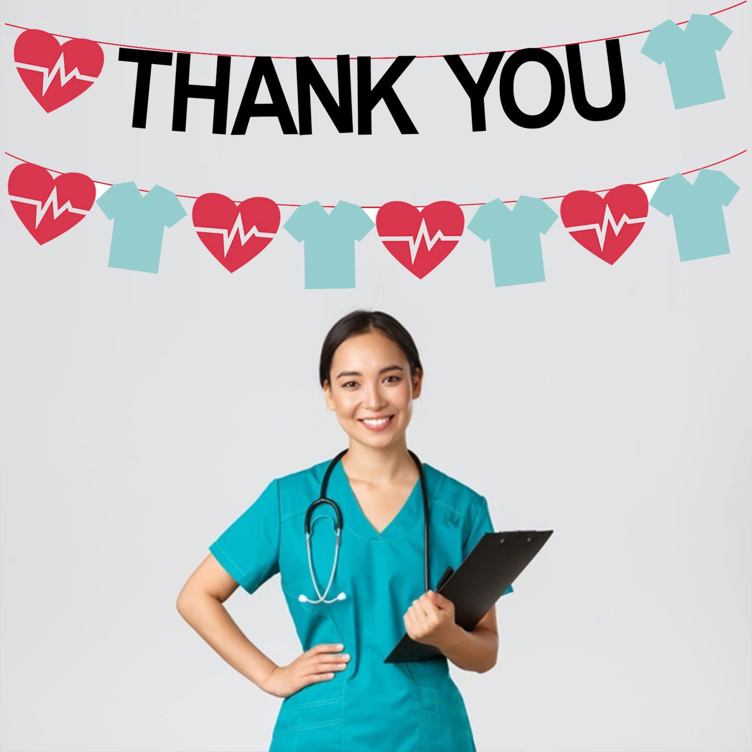 Happy Nurses Week Banner Thank You Nurses Party Decorations - Nurse Appreciation Week Banner for Medical Doctor Nursing Party Decorations