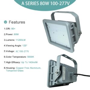 Sokply LED Explosion Proof Light UL844 Certified 80W 10800LM(320W HPS Eqv.), Class I Division II Hazardous Locations Luminaires Warehouse Lighting 100-277V, IP66 A Series